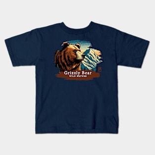 Grizzly Bear - WILD NATURE - GRIZZLY -7 Kids T-Shirt